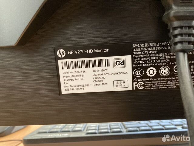 Монитор HP V27i FHD объявление продам