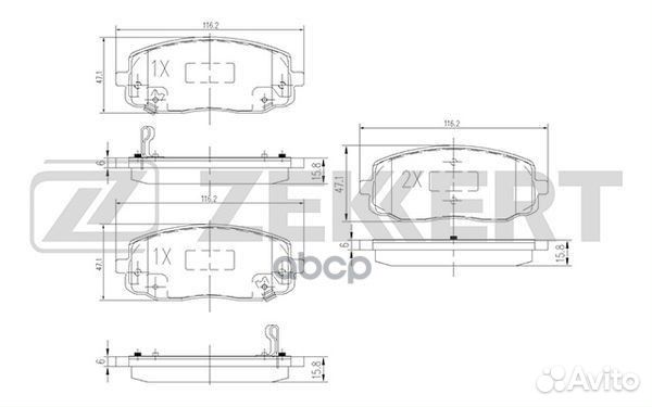 Колодки передние Hyundai/Zekkert/ BS1790 Zekkert