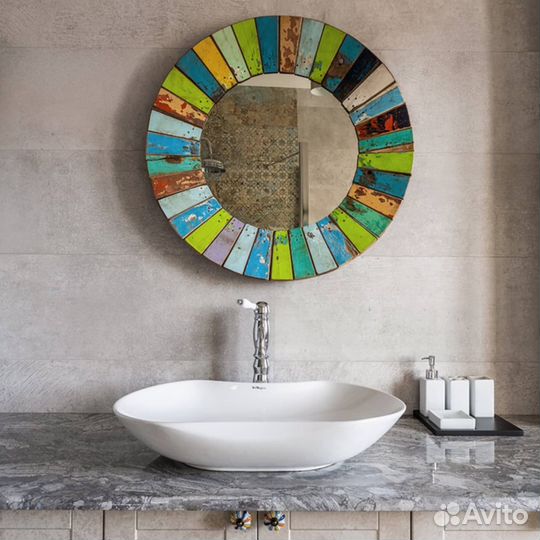 Зеркало круглое массив тик диаметр 78 Бали Индонез