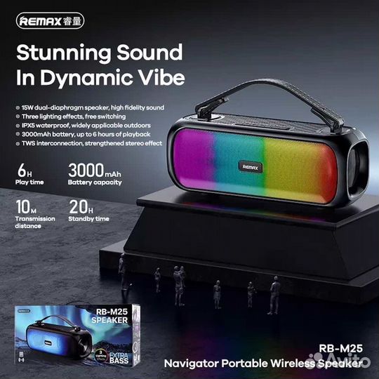 Колонка Remax RB-M25 LED панель Black