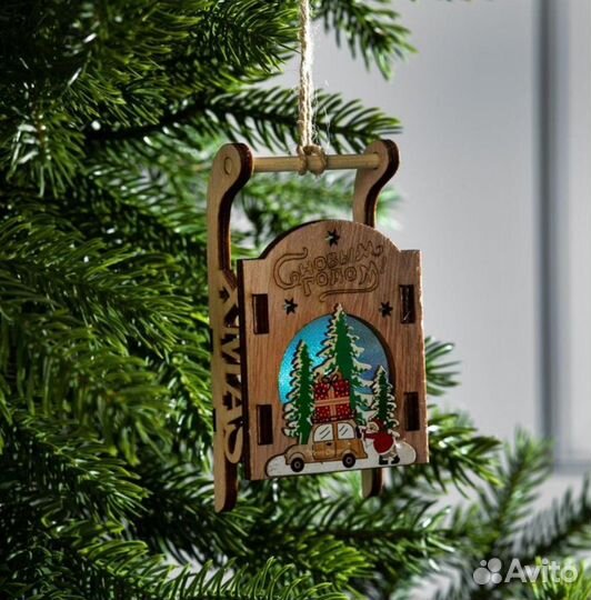 Деревянная елочная игрушка с подсветкой