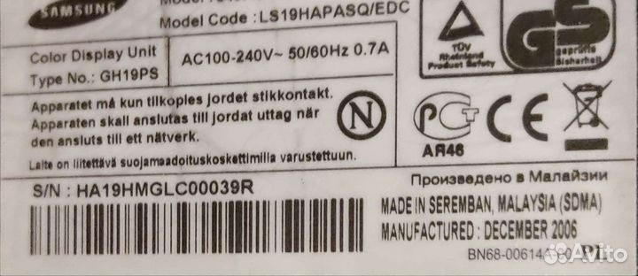 Монитор Samsung 19 syncmaster 940fn