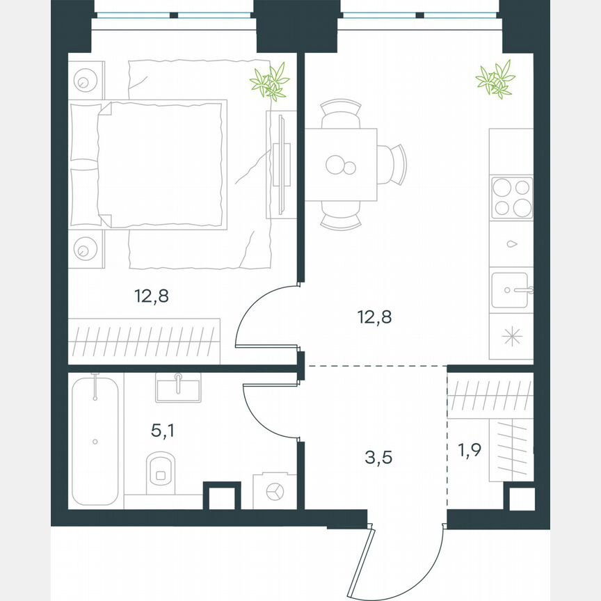 1-к. квартира, 36,1 м², 16/48 эт.