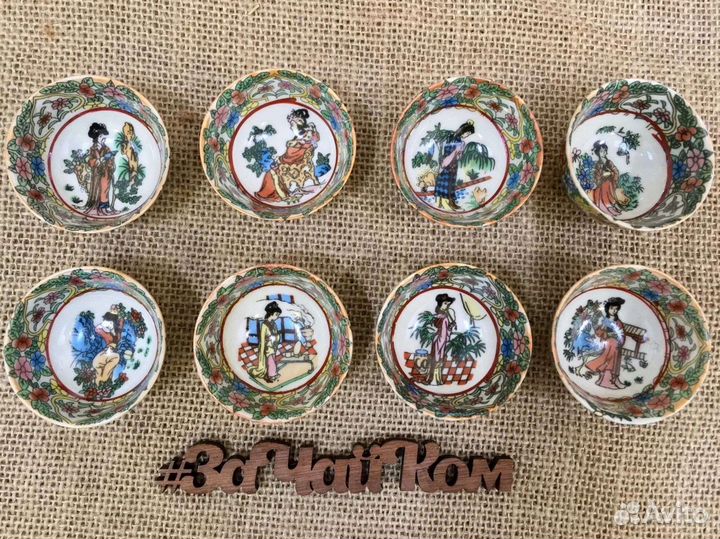 Чашечки для чая с ручной росписью, тонкая керамика