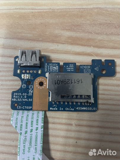 Разьем USB + SD от HP 15-ac
