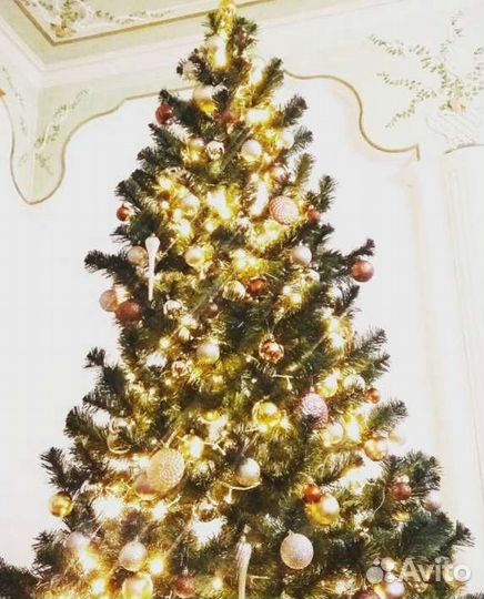 Елка с игрушками, 2.7 м, гирлянды в подарок