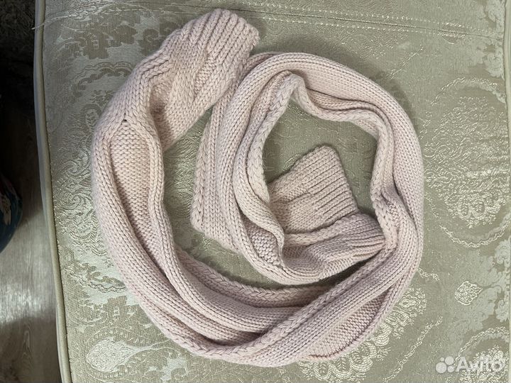 Комплект шапка+шарф+варежки(нежно розовый)