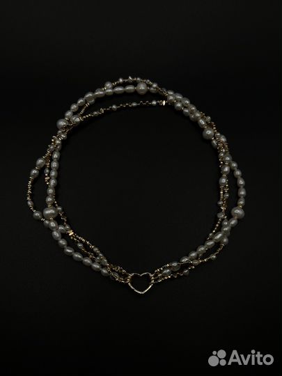 Чокер колье из натурального жемчуга