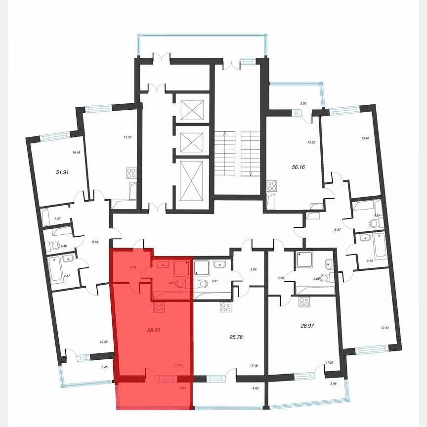 Квартира-студия, 31,7 м², 19/22 эт.