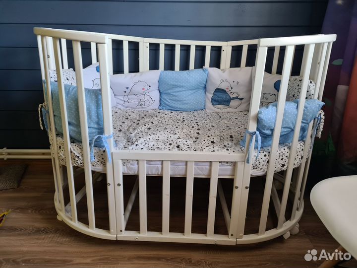 Детская кроватка трансформер круглая