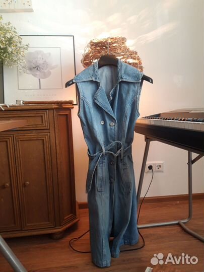 Джинсовое платье-тренч