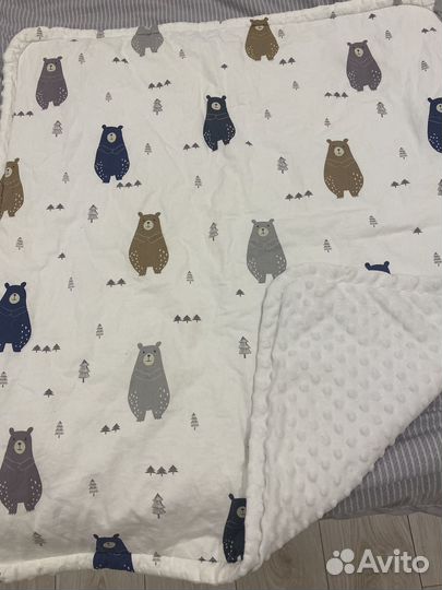 Бортик для кроватки, плед, простынь на резинке