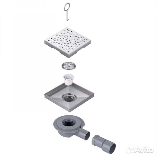 Душевой трап с решеткой 15х15 см сатин fashun A41