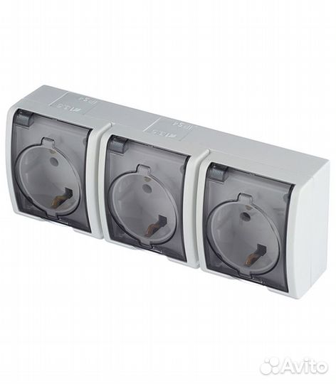 Розетка Aqua тройная 1594437-030 открытая установк