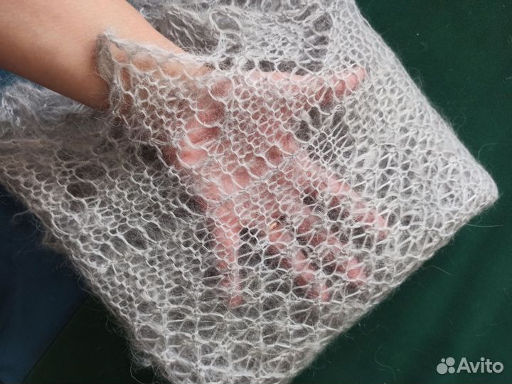 Шерстяной платок серый №12