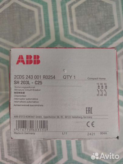 Автоматический выключатель ABB S201 S(H)(L) 203