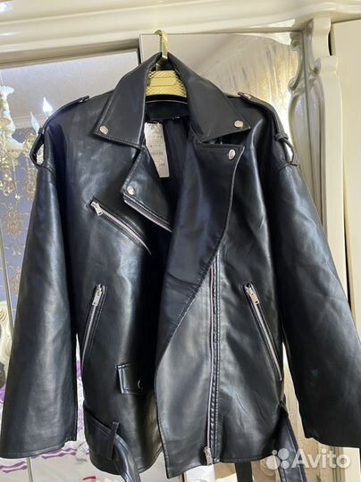 Кожаная куртка женская новая размер M