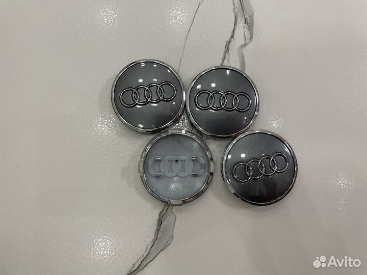 Колпачки в диски Audi 61 мм графит серые колесные