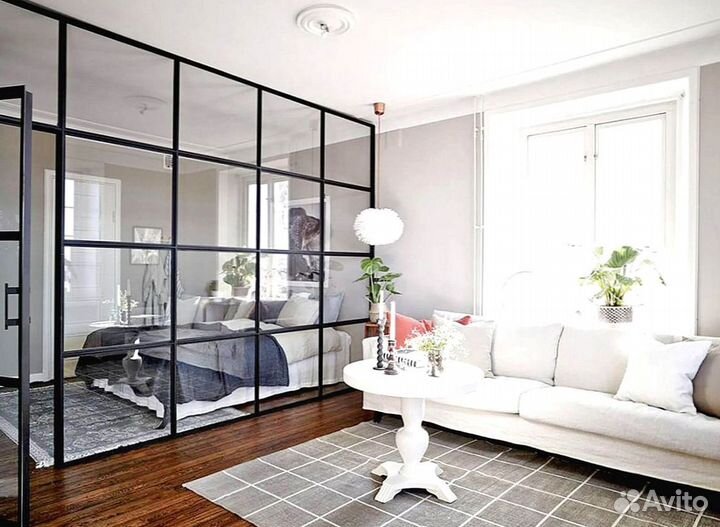 Стеклянная перегородка лофт