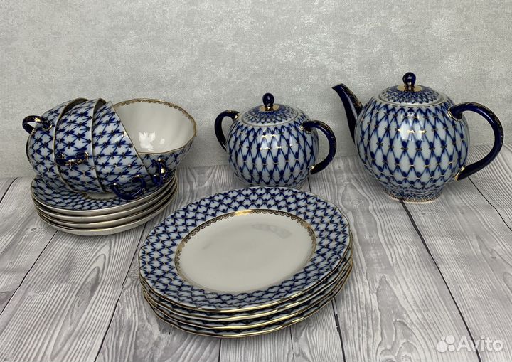 Сервиз чайный кобальтовая сетка