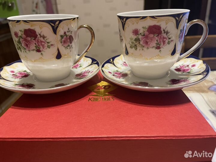 Чайный набор костяной фарфор новый(2 чаш. 2 блюд.)
