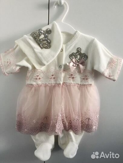 Велюровый комплект на выписку для девочки