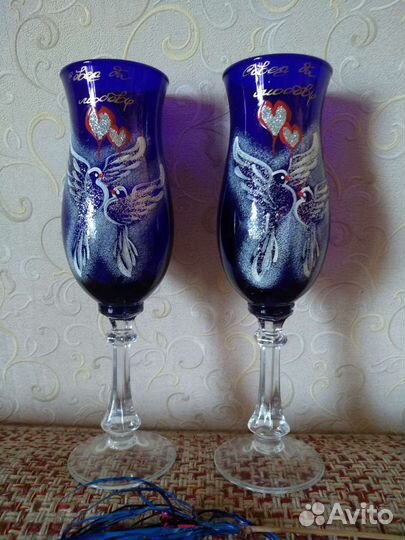 Хрустальные свадебные фужеры для шампанского СССР