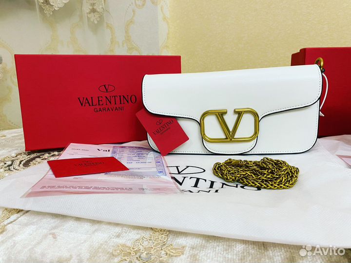 Сумка Valentino lux бежевый и белый