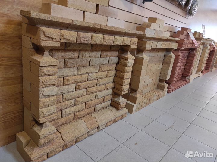 Печной портал, колотый шамотный кирпич