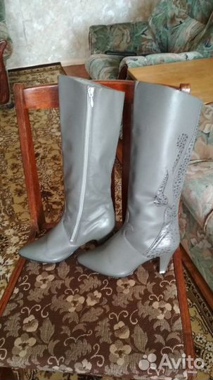 Сапоги из натур. кожи в б/у, Италия, разм.37-38