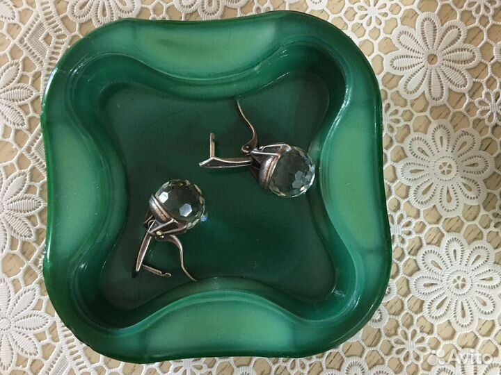 Шкутулка и пепельница из Чешского стекла