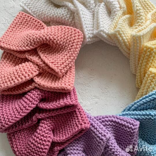 Вязаные повязки много цветов