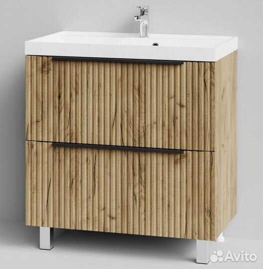 Тумба с раковиной Дольчи 80см напольный, дуб торту