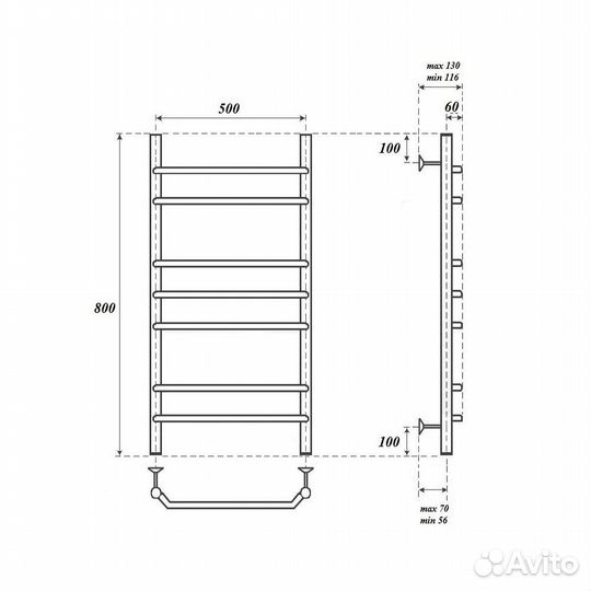 Полотенцесушитель водяной Point PN07158 П7 500x80