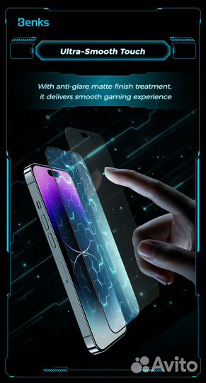 Benks Стекло iPhone 14 Pro Max, 15 Plus Матовое