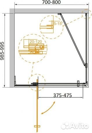 Душ. уголок Cezares 99x80 slider-ah-1-100-70/80-g