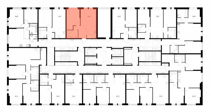2-к. квартира, 45,9 м², 7/32 эт.