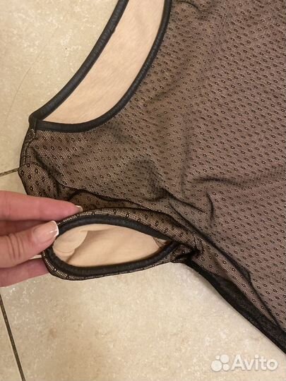 Платье клубное Франция кружево/кожа/хлопок 42 рус