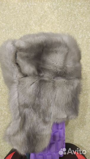 Шапка ушанка мужская голубая норка