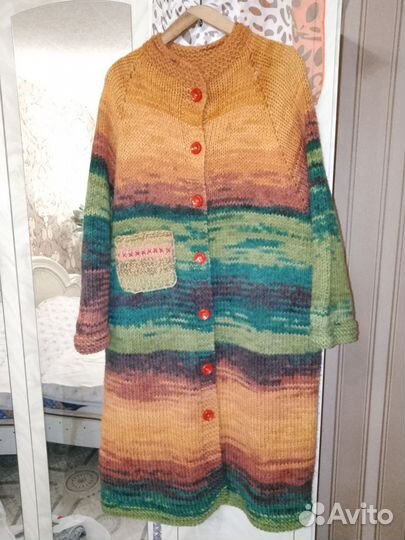 Кардиган- пальто вязанное,р 54-62