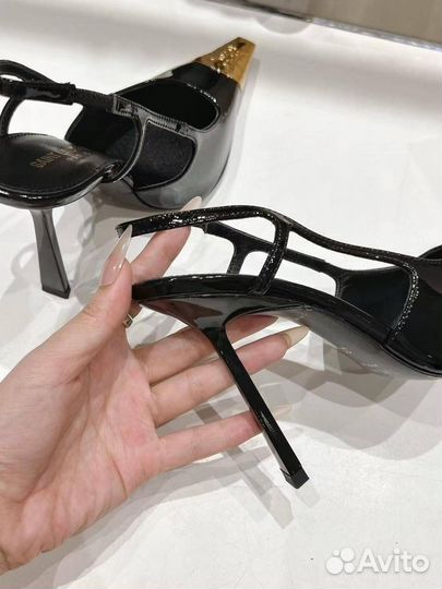 Туфли Saint Laurent YSL slingback лаковая кожа
