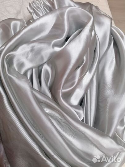 Тюль вуаль серая Серебро 2шт