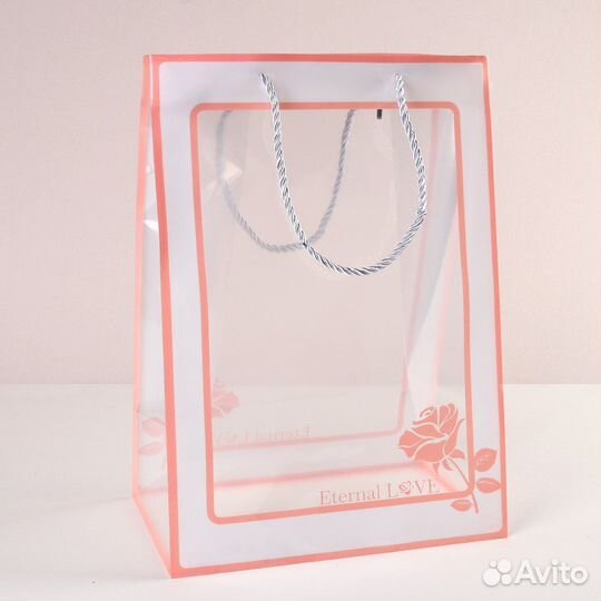 Пакет подарочный, Кашпо керамика 7*7 цвет розовый