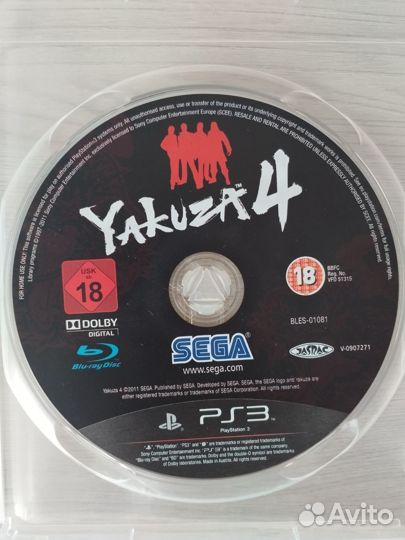 Диск Yakuza 4 на ps3 PlayStation 3