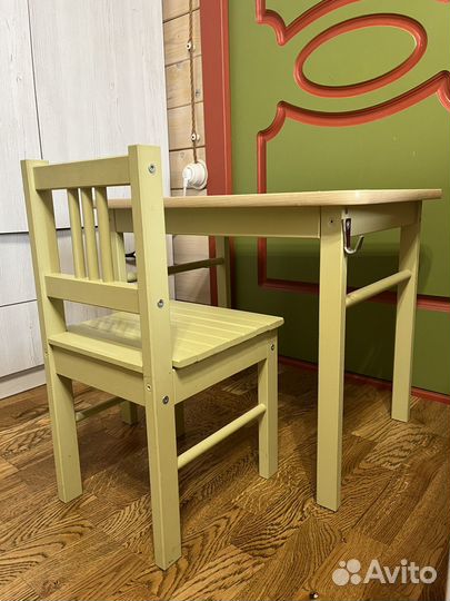 Детский столик и стульчик деревянный