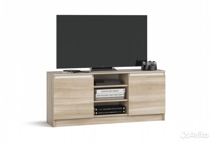 Тумба под телевизор Сплит 120 Сонома, Белый снег