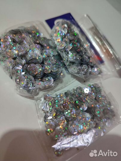 Пайетки черные и серебряные