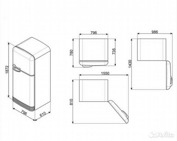 Холодильник smeg FAB50rcrb