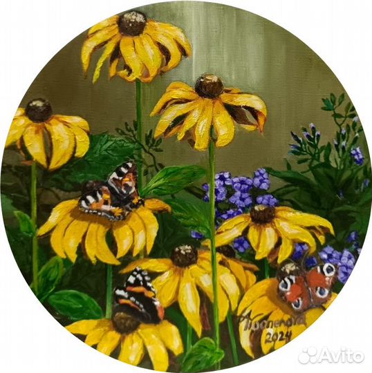 Картина маслом круглая