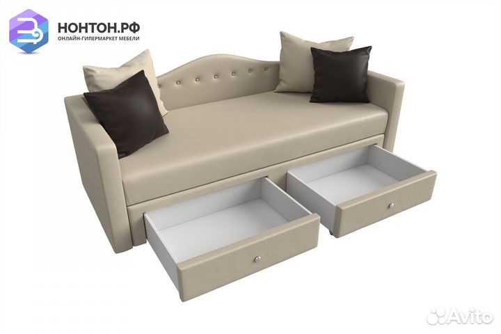 Детский прямой диван Дориан экокожа бежевый / кори